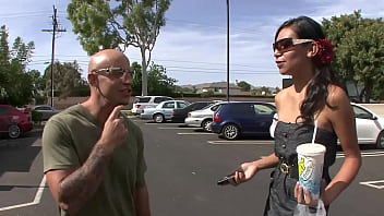 Valerie wastes no time draining a random guys balls