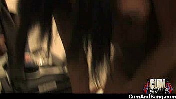Horny ebony bukkake gangbang 17