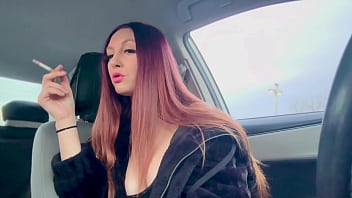 European Hanging Out Artemisia Love Smoking Long Hair In The Car Sexy Smoker Solo Girl Look At Me thumbnail