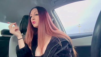 European Hanging Out Artemisia Love Smoking Long Hair In The Car Sexy Smoker Solo Girl Look At Me thumbnail