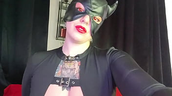 Busty hellgirl didn't wait for her hellboy and started fucking her hellish wet pussy with a big dildo