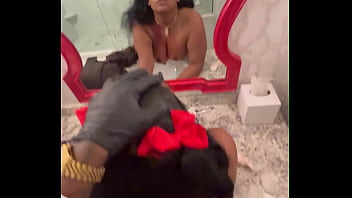 Sexy ebony pornstar gets banged out in bathroom