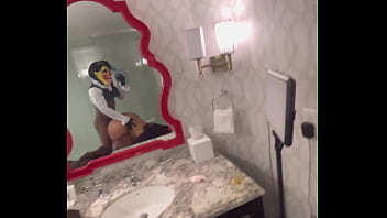 Sexy ebony pornstar gets banged out in bathroom