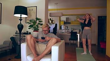 Redhead gf’s yoga session turns into hardcore fuck