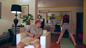 Redhead gf’s yoga session turns into hardcore fuck