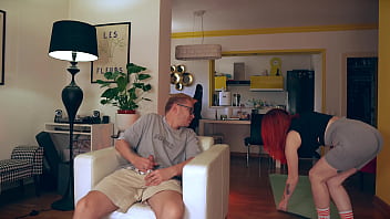 Redhead gf’s yoga session turns into hardcore fuck