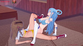 Haruna chika and aqua have a sensual scissoring session just for you