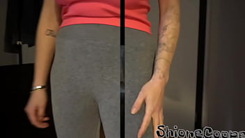 Morning fitness exercise bouncing boobs and push to the glass window my boobs and nipples