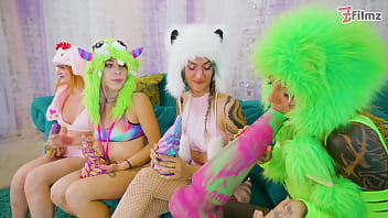 Tattooed sluts wild lesbian orgy dildos costumes orgasm