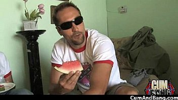 Nasty black girl grouped and facialed 18