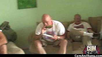 Nasty black girl grouped and facialed 18