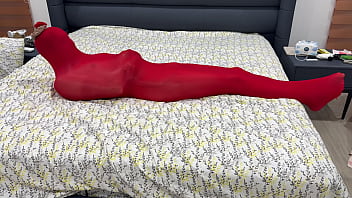 Nylon encasement mummification locked in pantyhose cocoon can't escape or break free from being put into stretchy hose Nylon encasement mummification locked in pantyhose cocoon can't escape or break free from being put into stretchy hose