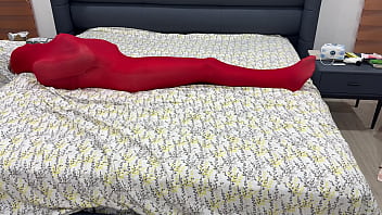 Nylon encasement mummification locked in pantyhose cocoon can't escape or break free from being put into stretchy hose Nylon encasement mummification locked in pantyhose cocoon can't escape or break free from being put into stretchy hose