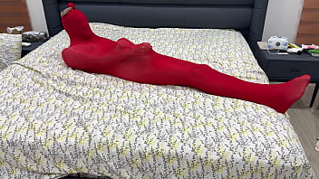 Nylon Encasement Mummification Locked In Pantyhose Cocoon Can't Escape Or Break Free From Being Put Into Stretchy Hose thumbnail