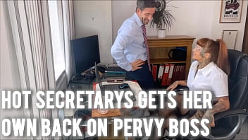 Hot secretary gets her own back at pervy boss