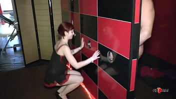 Sexy skinny young girl swingers club adventure glory hole shower