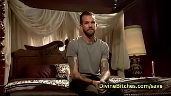 Bound tattooed guy ass fucked by hottie