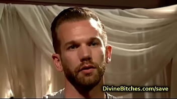 Bound tattooed guy ass fucked by hottie