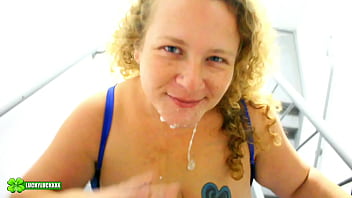 Lucky gurl kween bunny b hardcore throat fucking and ass eating on the stairway