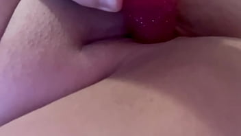 Playing with my pink toy