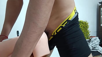 Shameful man fucking his sex doll's big ass