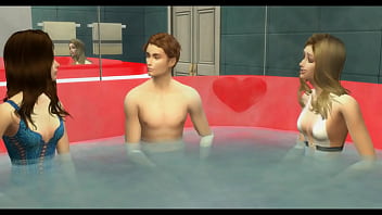 Après le spa un couple s'ébat sur un lit rejoint par leur amie animation