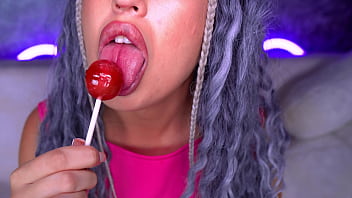 She rubs her big ass with a lolly and begs for your stiff coc