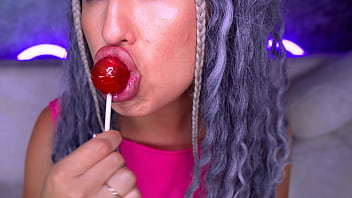 She rubs her big ass with a lolly and begs for your stiff coc