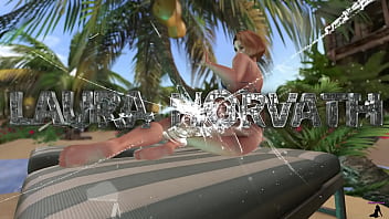 Presentation of the hungarian virtual model laura horvath posing on a beach in the metaverse of secondlife