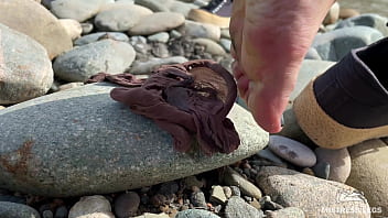 Dirty feet in pantyhose teasing outdoor