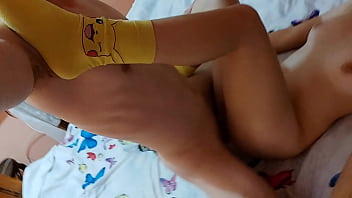 Hot teen couple having hard rough sex in the bedroom