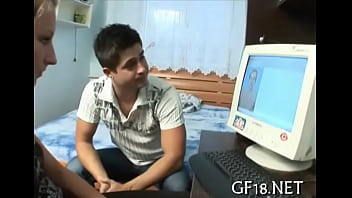 Pretty legal age teenager girl stands doggy fashion