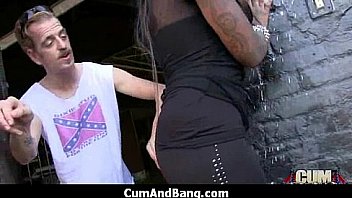 Black girl sucks many white cocks in redneck group 25