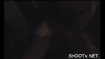 Striking brunette woman tanya bounces on hard slim jim