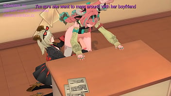 Burnice playing with the cock of varesa in class