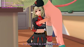 Burnice playing with the cock of varesa in class