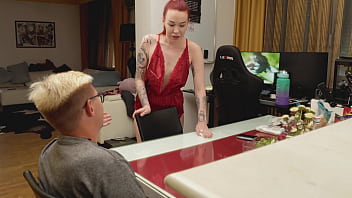 S1 ep3 a slutty step mother teases her step son by sucking and fucking him while talking to her husband on the phone