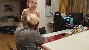 S1 ep3 a slutty step mother teases her step son by sucking and fucking him while talking to her husband on the phone