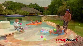 Three big cocks fuck bikini slut mira sunset & dp christen courtney by the pool gp138