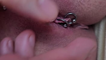 He playing with my pierced clit and pussy make me very wet and huge orgasm