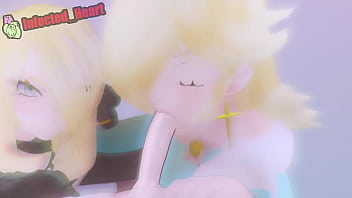 2 chicas rubias realizando una mamada