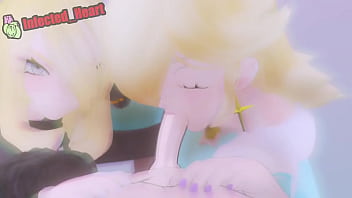 2 chicas rubias realizando una mamada