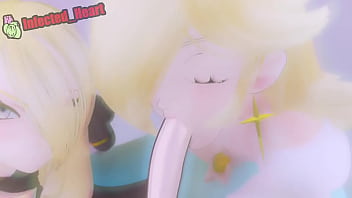 2 chicas rubias realizando una mamada