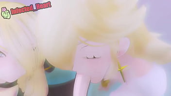 2 chicas rubias realizando una mamada