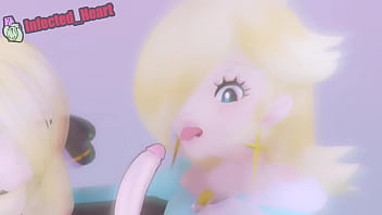 2 chicas rubias realizando una mamada