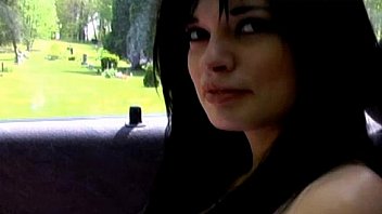 Daring babe flashing her tits in public