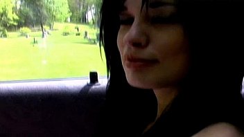 Daring babe flashing her tits in public