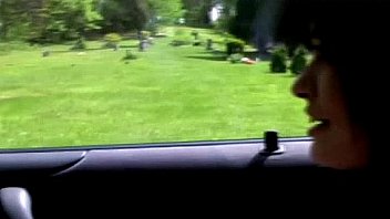 Daring babe flashing her tits in public