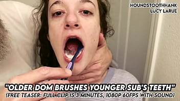Older Dom Brushes Young Subs Teeth thumbnail