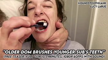 Older dom brushes young subs teeth Older dom brushes young subs teeth